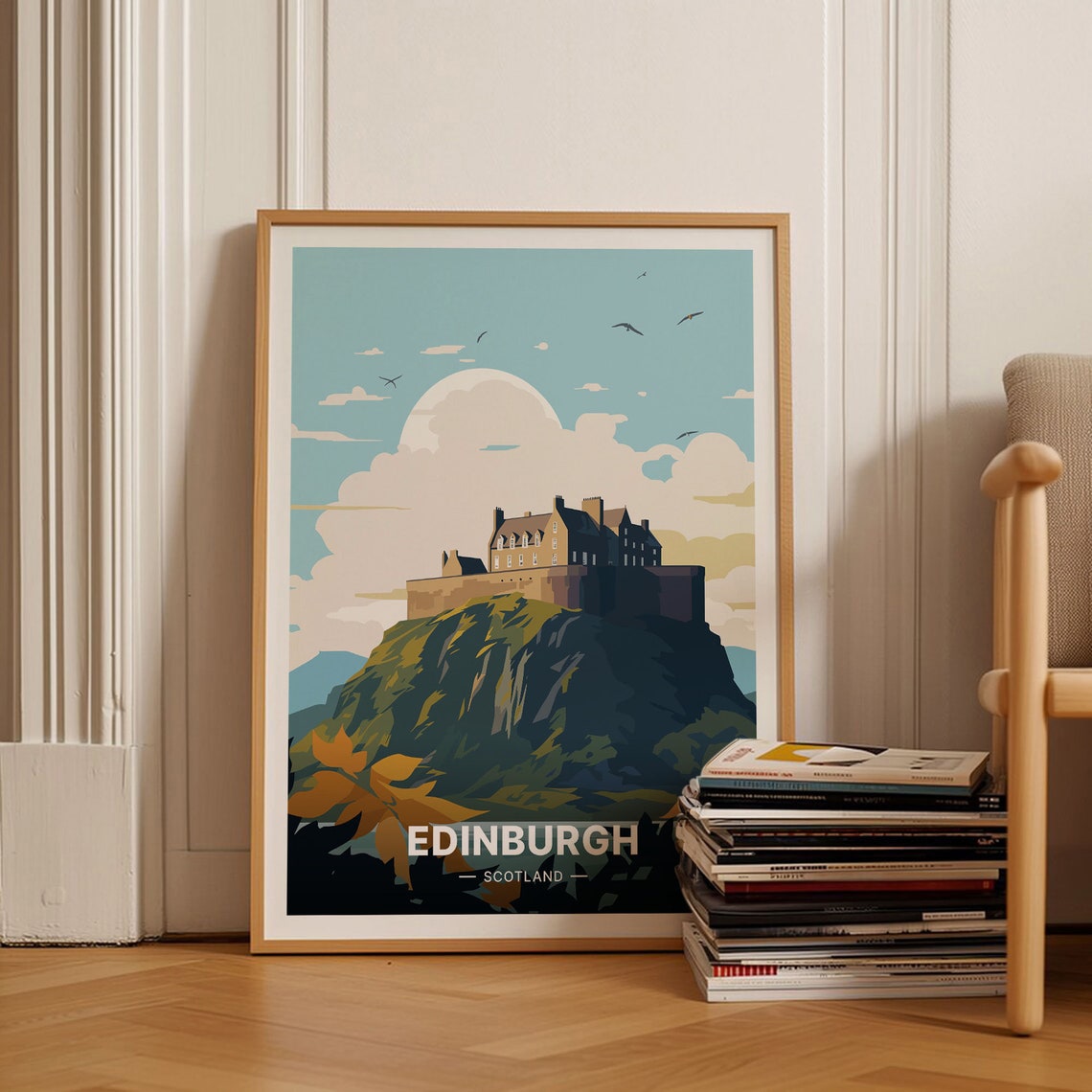 Edinburgh Scotland Castle On The Rock Skyline View Travel Poster