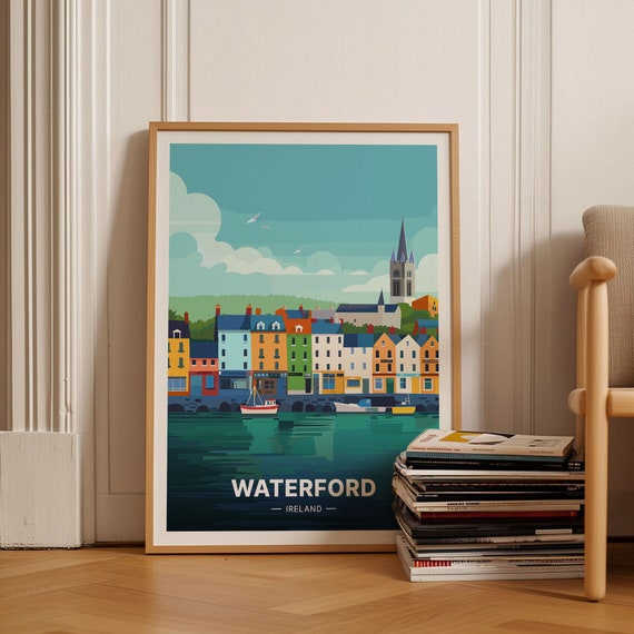 Waterford Travel Poster, Ireland County Map Decor
