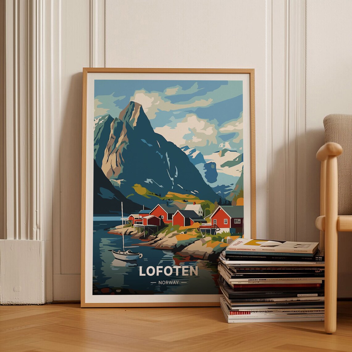Lofoten Islands Travel Poster, Norway Landscape