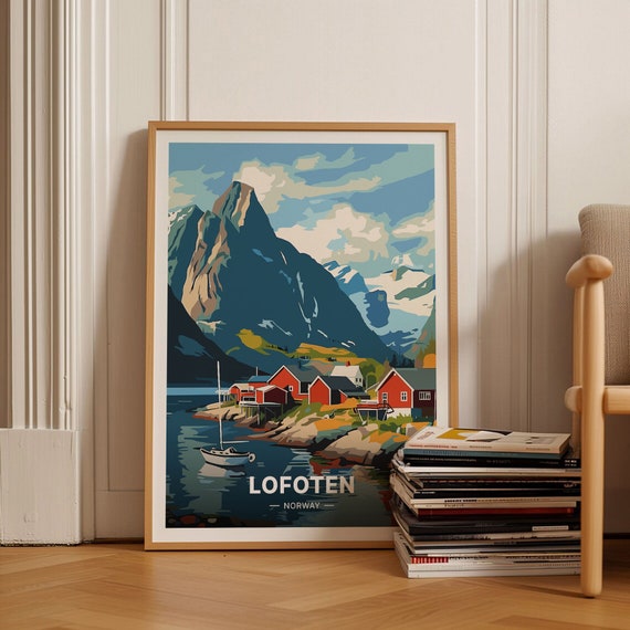 Lofoten Islands Travel Poster, Norway Landscape