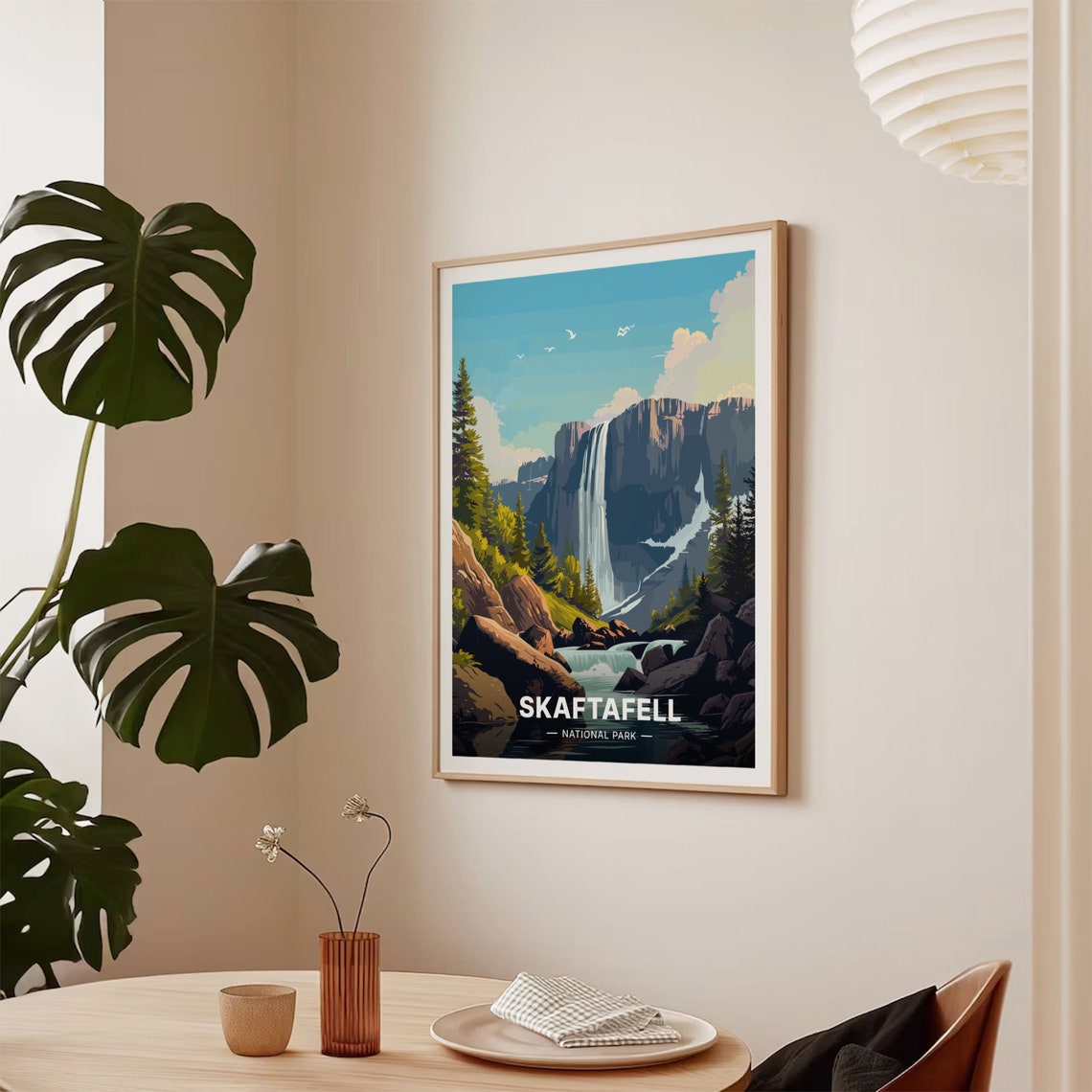 Skaftafell National Park Iceland Waterfall Basalt Cliffs Travel Poster - Image 2