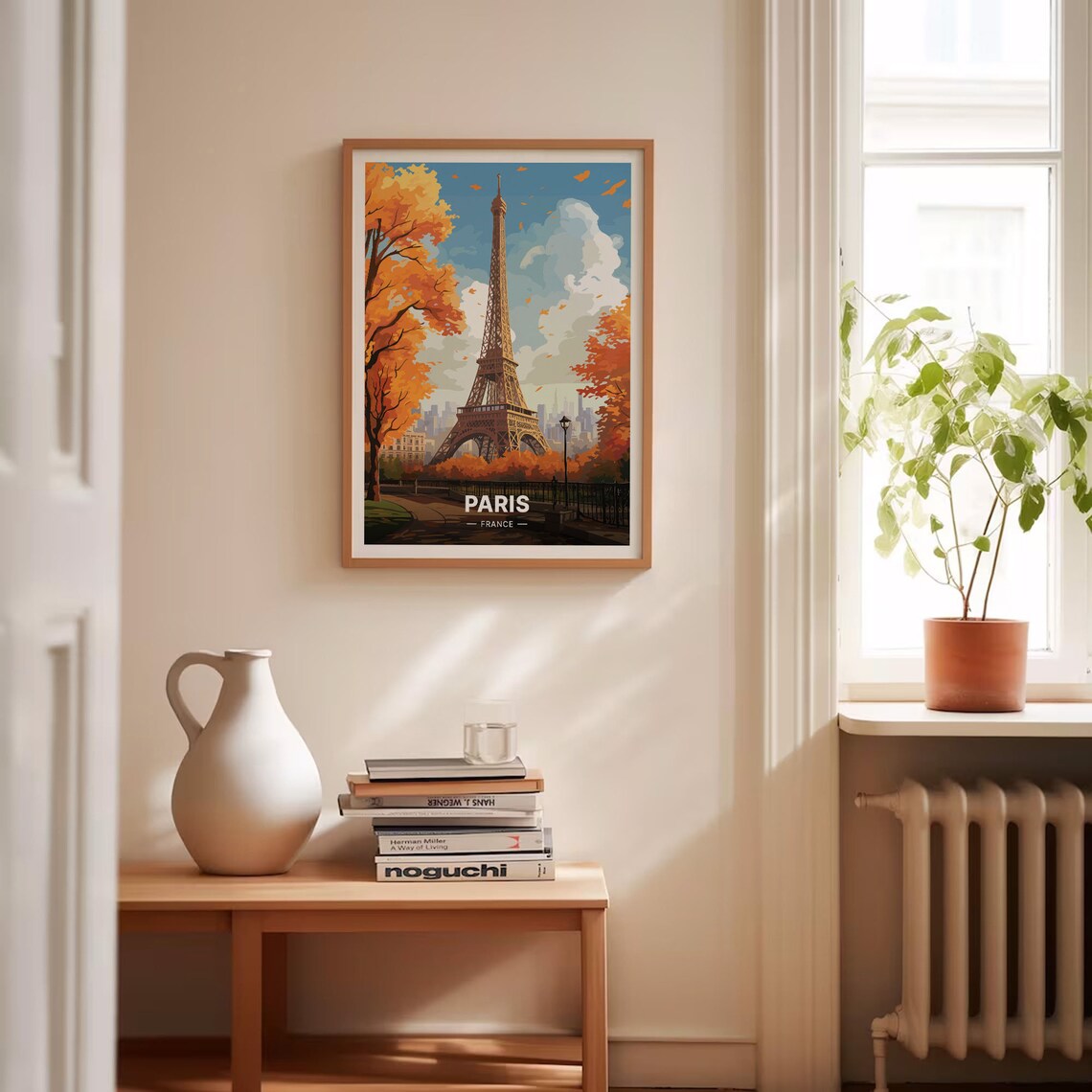 Paris France Eiffel Tower Golden Autumn Leaves Travel Poster - Image 4