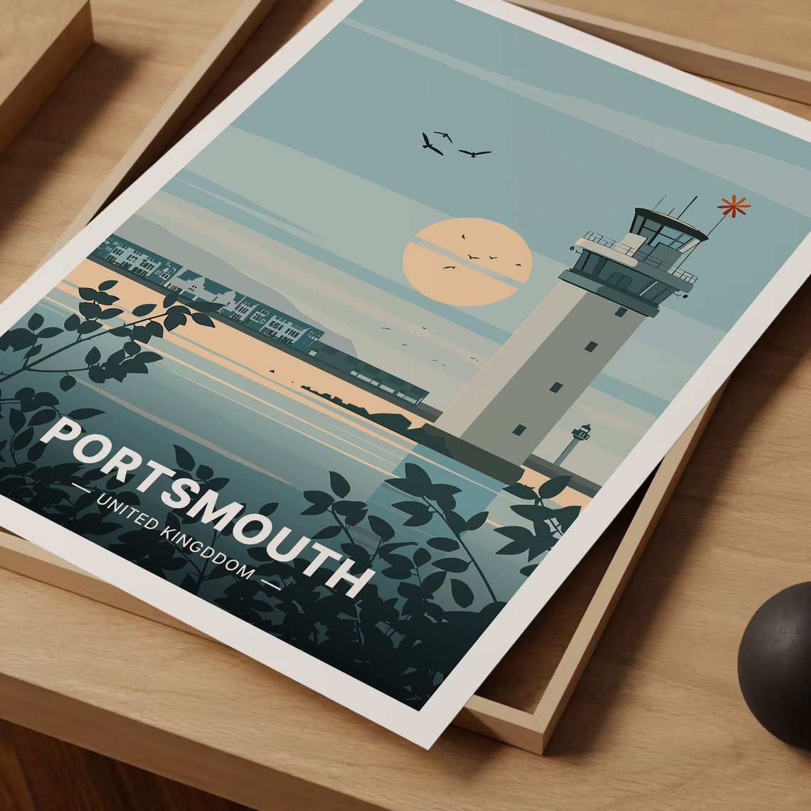 Portsmouth Harbour Tower Sunset United Kingdom Travel Poster - Image 3