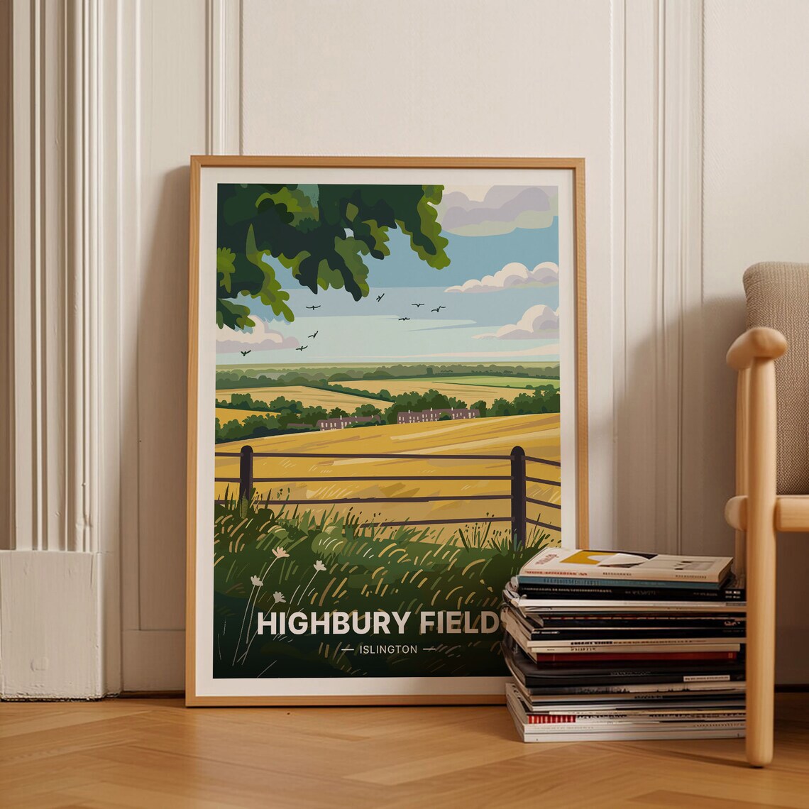 Highbury Fields Islington Golden Meadow Countryside Art Poster
