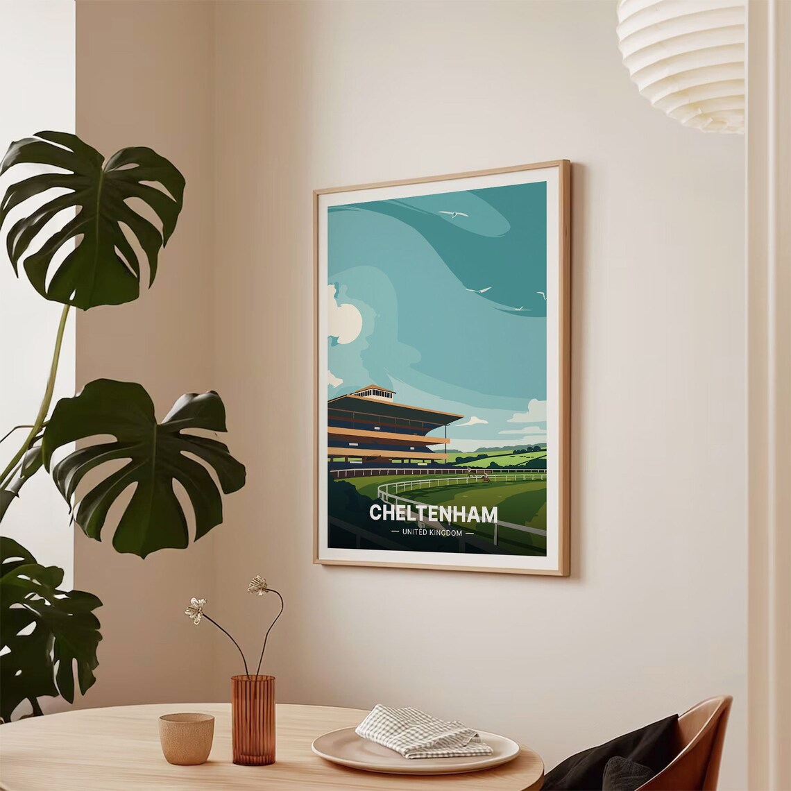 Cheltenham Racecourse Vintage Travel Poster Grandstand Racing UK Art - Image 2