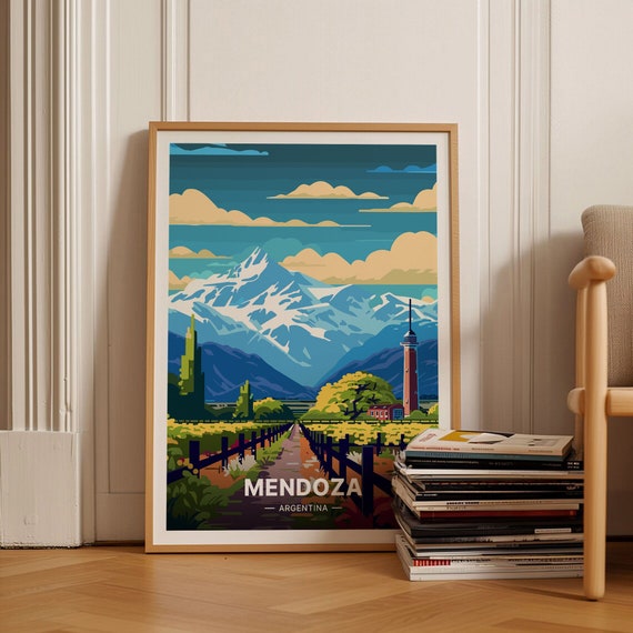 Mendoza Argentina Travel Poster Vintage Style Wall Art Destination Print Home Office Decor Art Lover Gift C20 1000