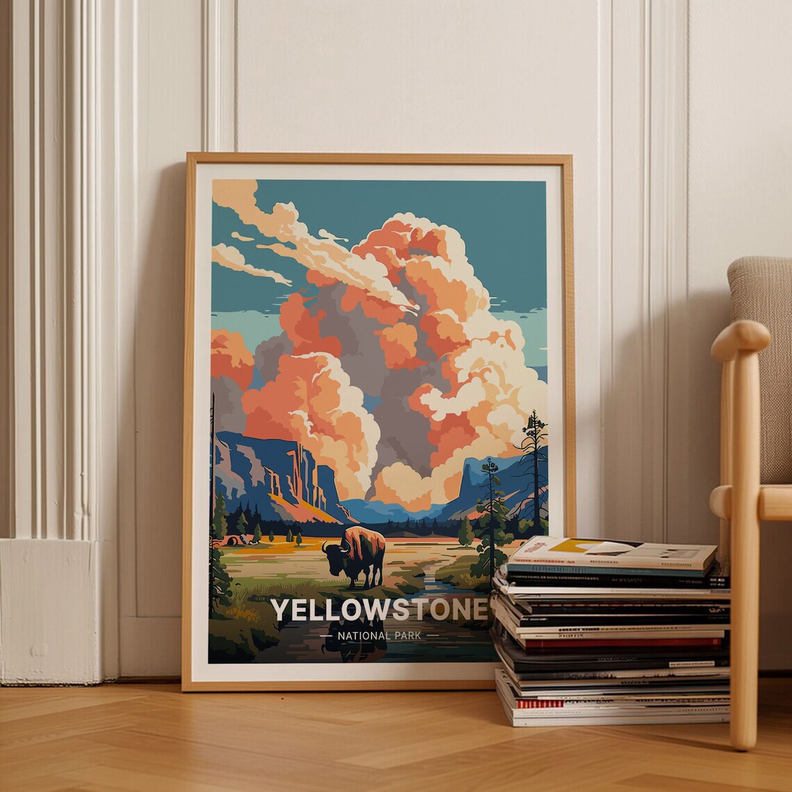 Yellowstone National Park Travel Poster, Scenic Wyoming