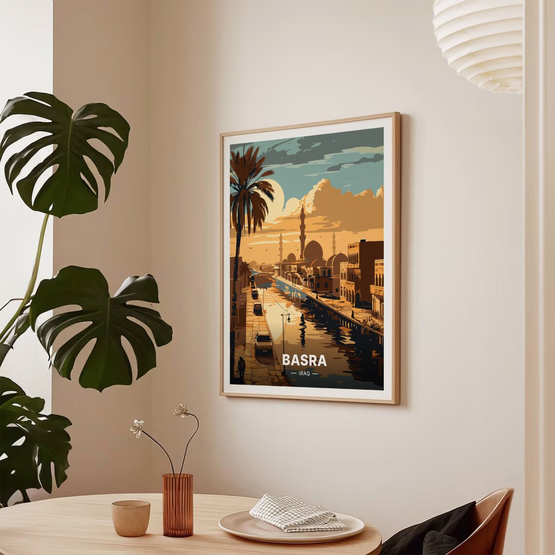 Basra Iraq Golden Sunset Riverside Mosque Skyline Travel Poster - Image 2
