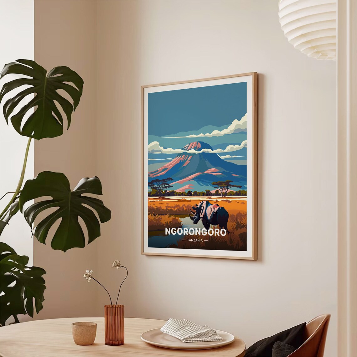 Ngorongoro Crater Travel Poster, Tanzania Safari Decor - Image 2