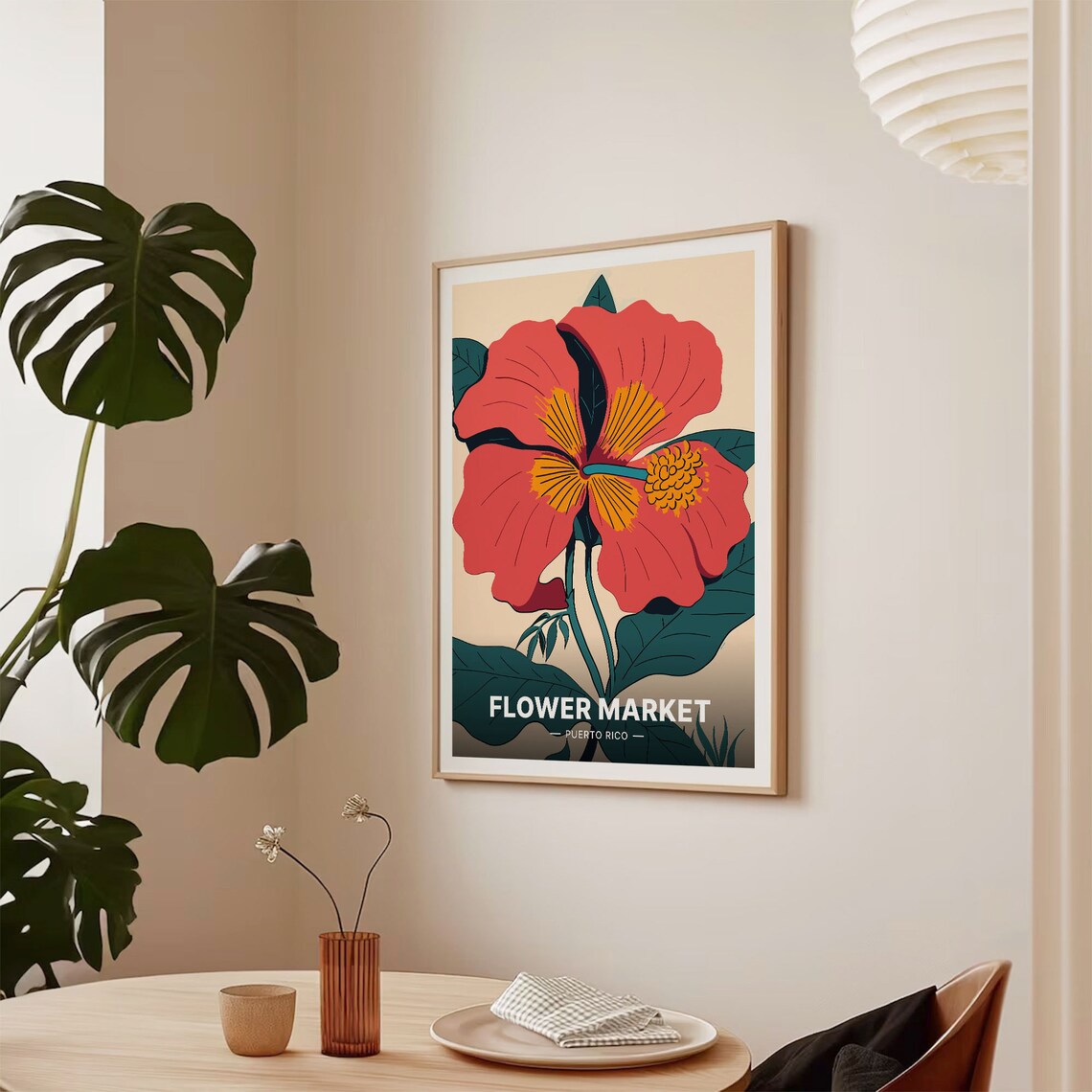 Puerto Rico Travel Poster, Flor De Maga Botanical Art - Image 2
