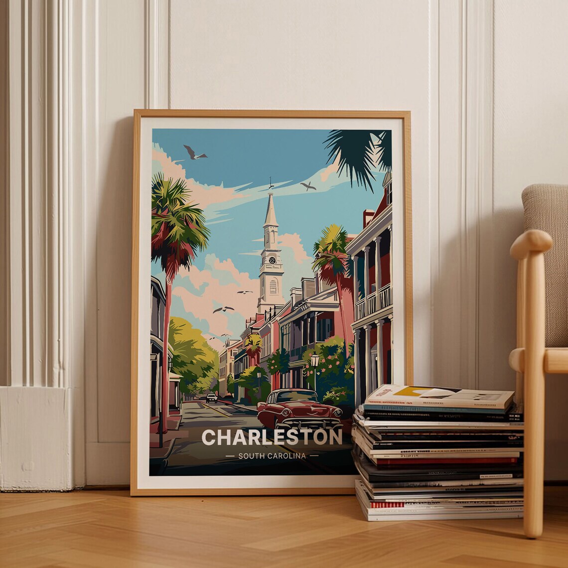 Charleston Vintage Travel Poster, Home Office Decor