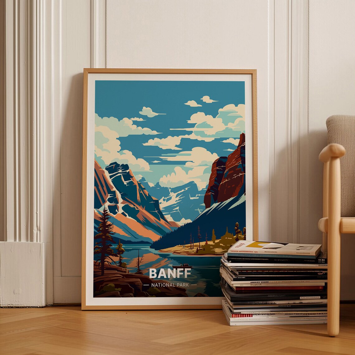 Banff National Park Canada Rocky Mountain Lake Peaks Scenic Travel Poster