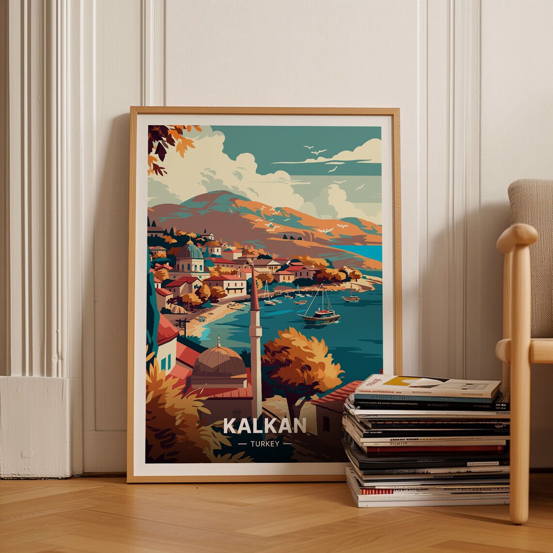 Kalkan City Poster, Turkey Travel Poster