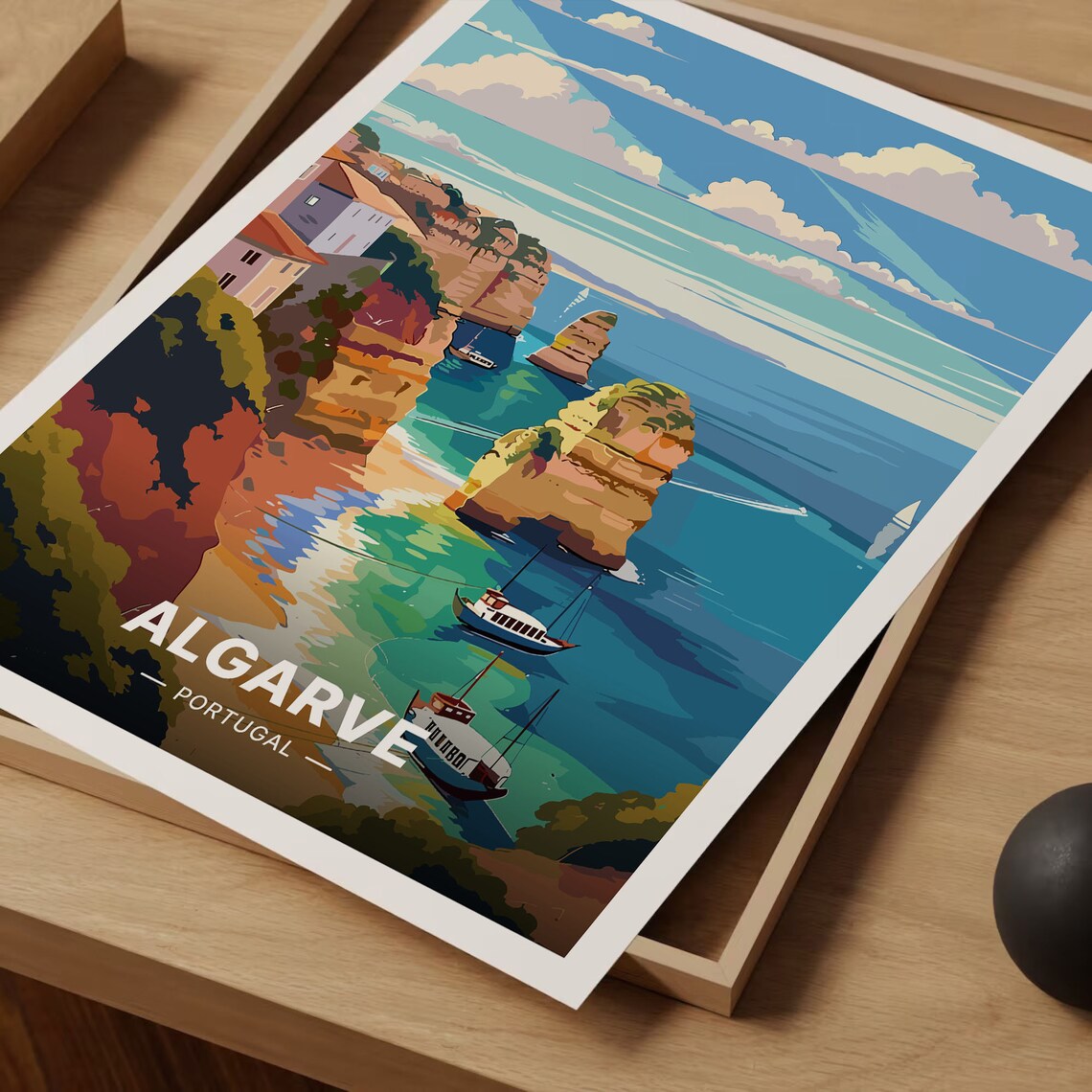 Algarve Portugal Golden Cliffs Coastline Vintage Travel Poster - Image 3