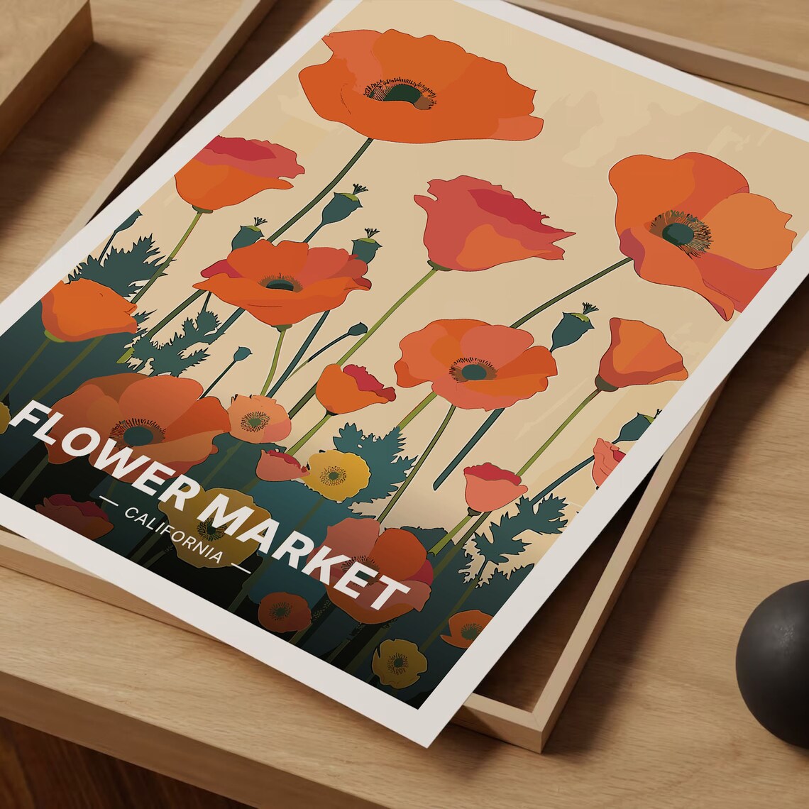 California Poppy Travel Poster, Floral Botanical Art Print - Image 3