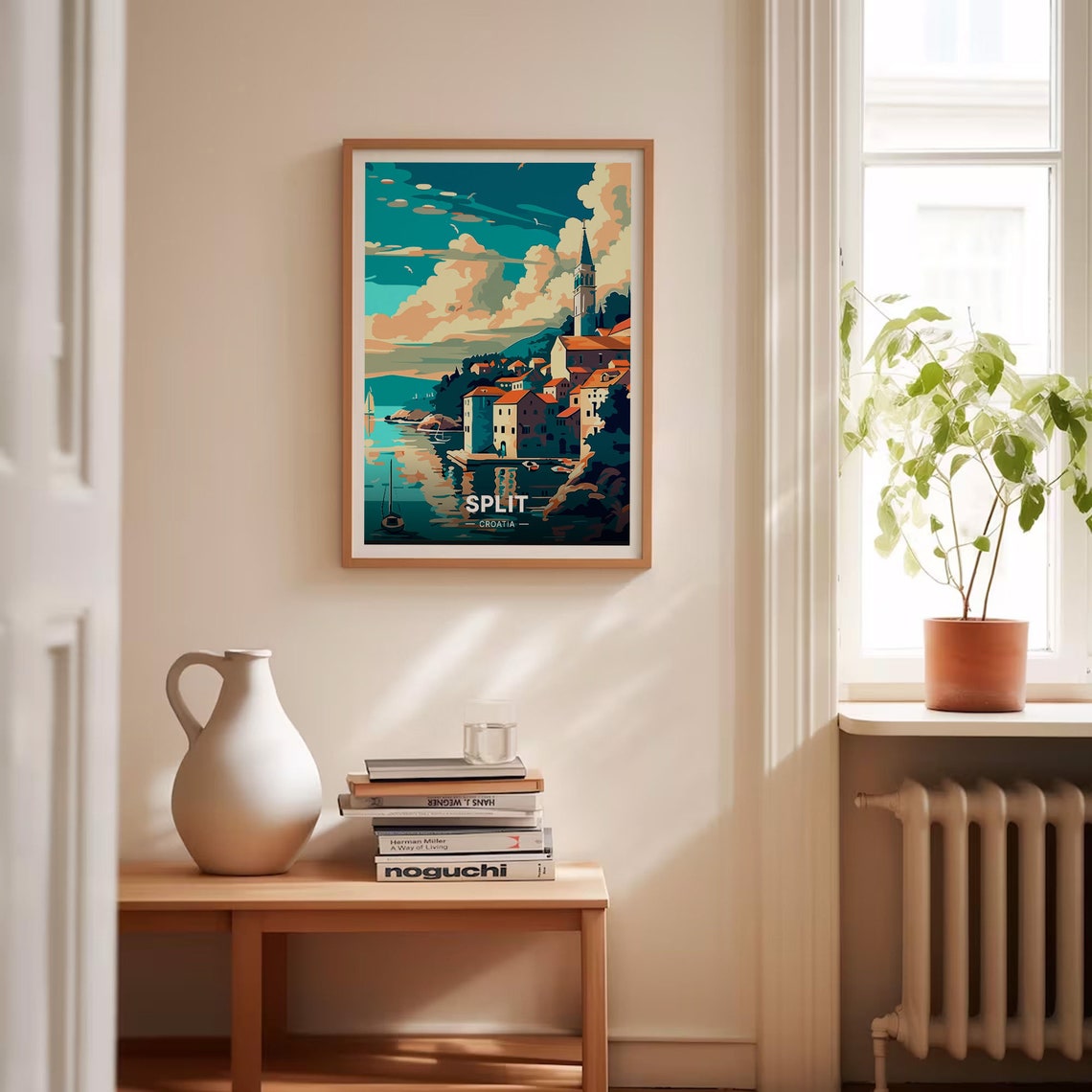 Split Croatia Old Town Harbor Golden Hour Retro Travel Poster - Image 4
