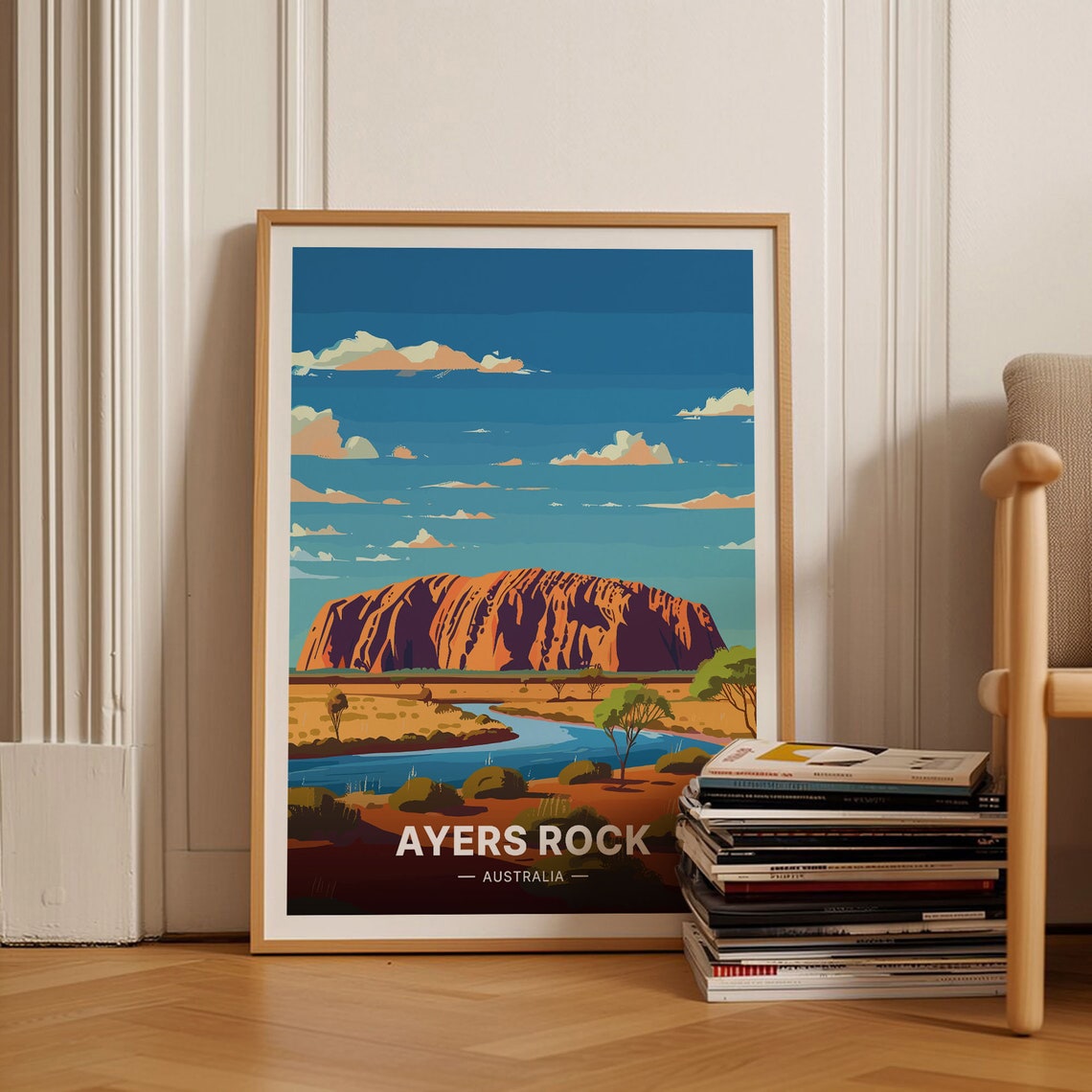 Ayers Rock Uluru Australia Vintage Outback Desert Travel Poster