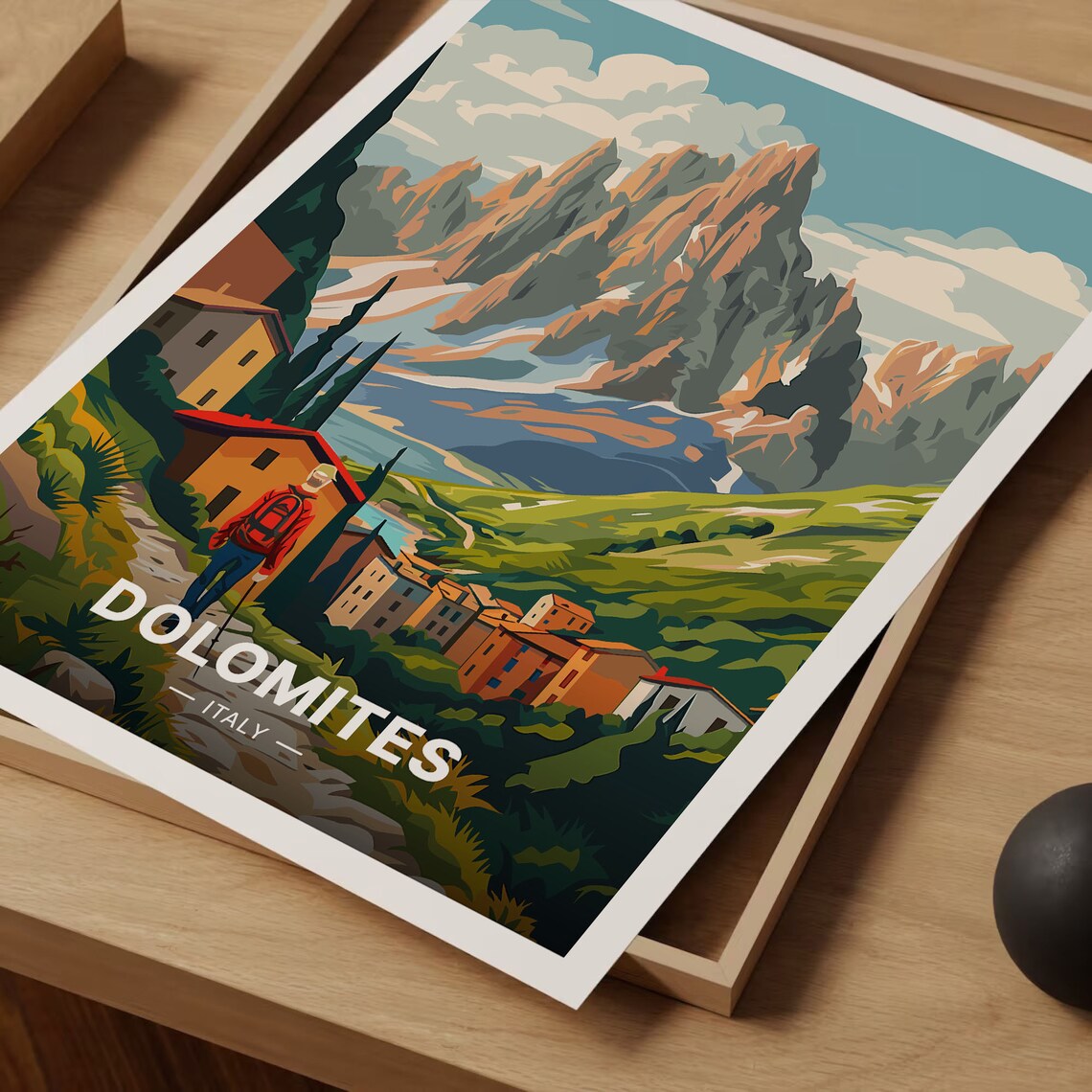 Italy Dolomites Travel Poster, Scenic Mountain Landscape - Image 3