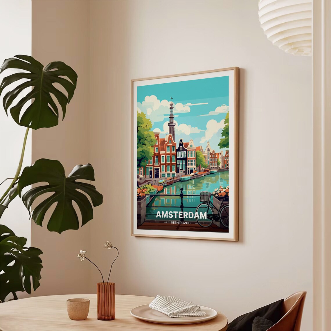 Amsterdam Travel Poster, Netherlands Cityscape Art - Image 2
