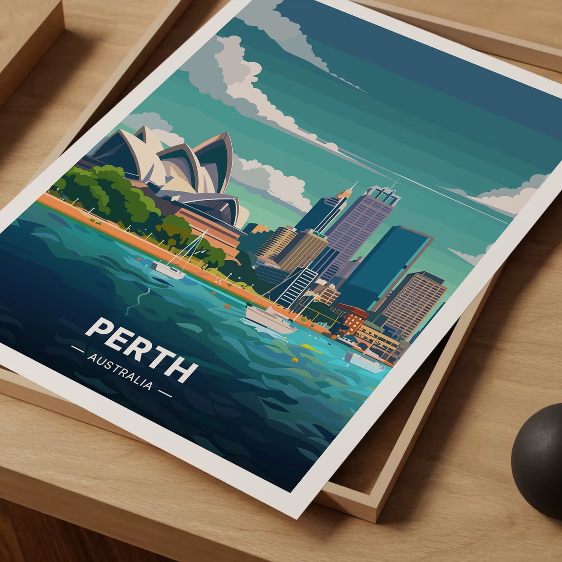 Perth Australia Harbor Skyline Waterfront Sail Architecture Poster - Image 3