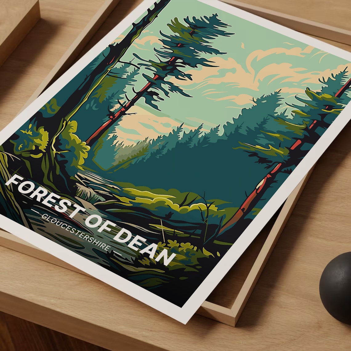 Forest of Dean Gloucestershire Tall Pines Stream Travel Poster - Image 3
