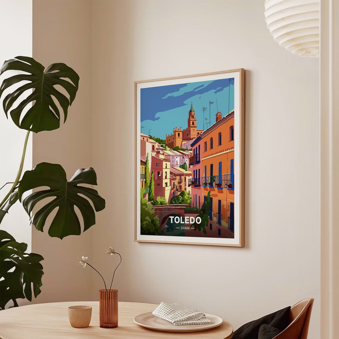 Toledo Spain Old Town Clock Tower Rooftops Vintage Travel Poster - Image 2
