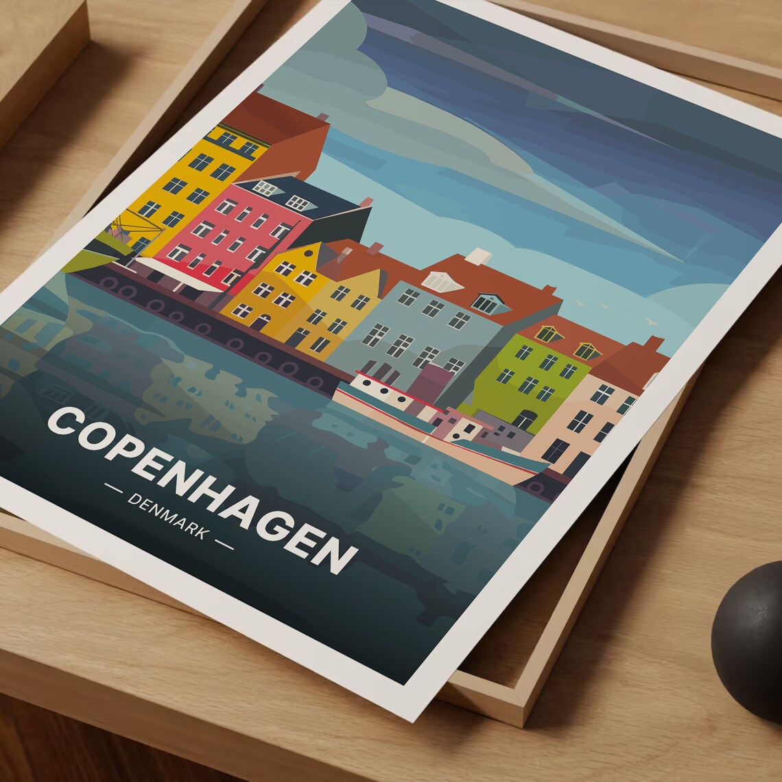 Copenhagen Denmark Poster Nyhavn Colorful Harbor Houses Evening Art - Image 3