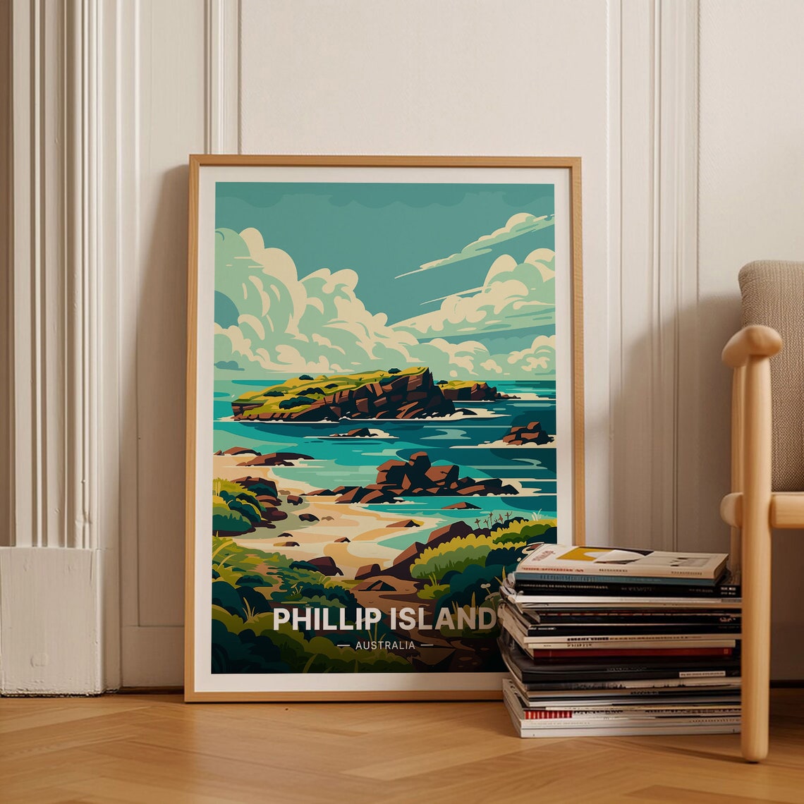 Phillip Island Australia Rocky Islet Turquoise Coves Travel Poster