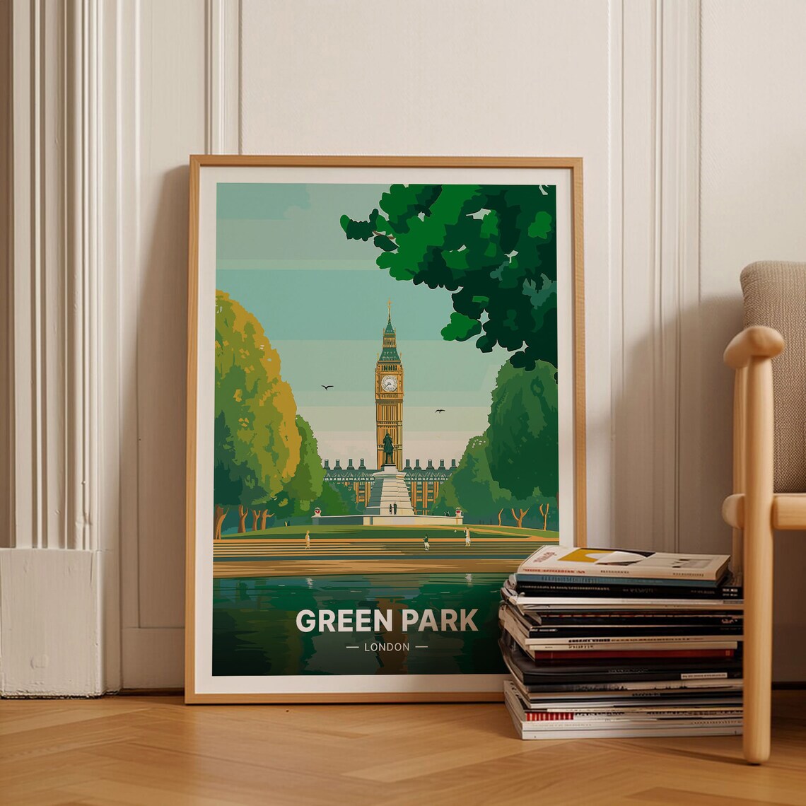 Green Park London Big Ben View Royal Park Summer Scene Poster