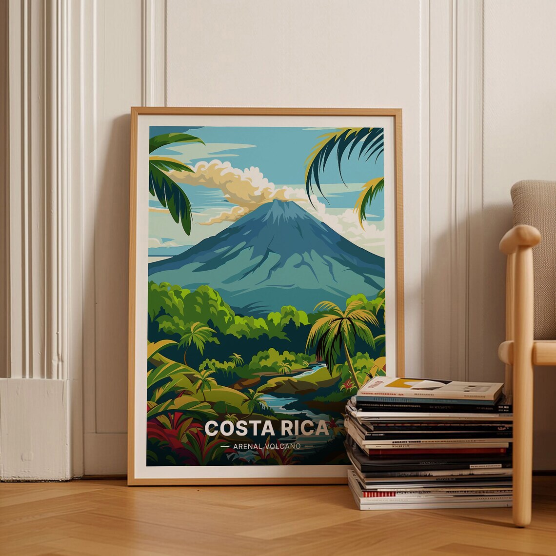 Arenal Volcano Costa Rica Travel Poster, Caribbean
