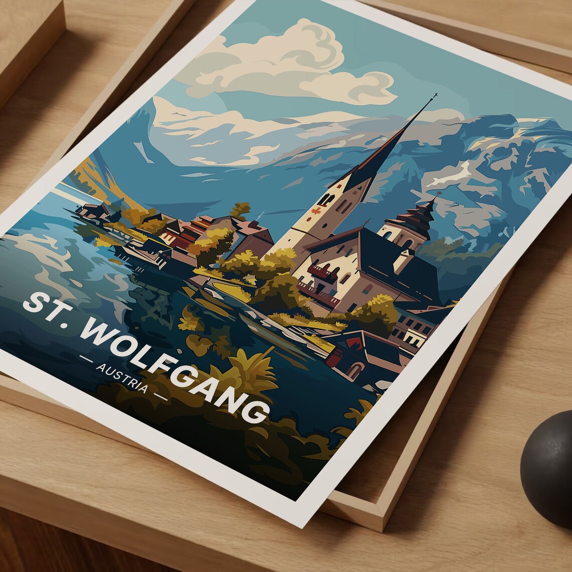 St Wolfgang Austria Travel Poster, Scenic Landscape - Image 3