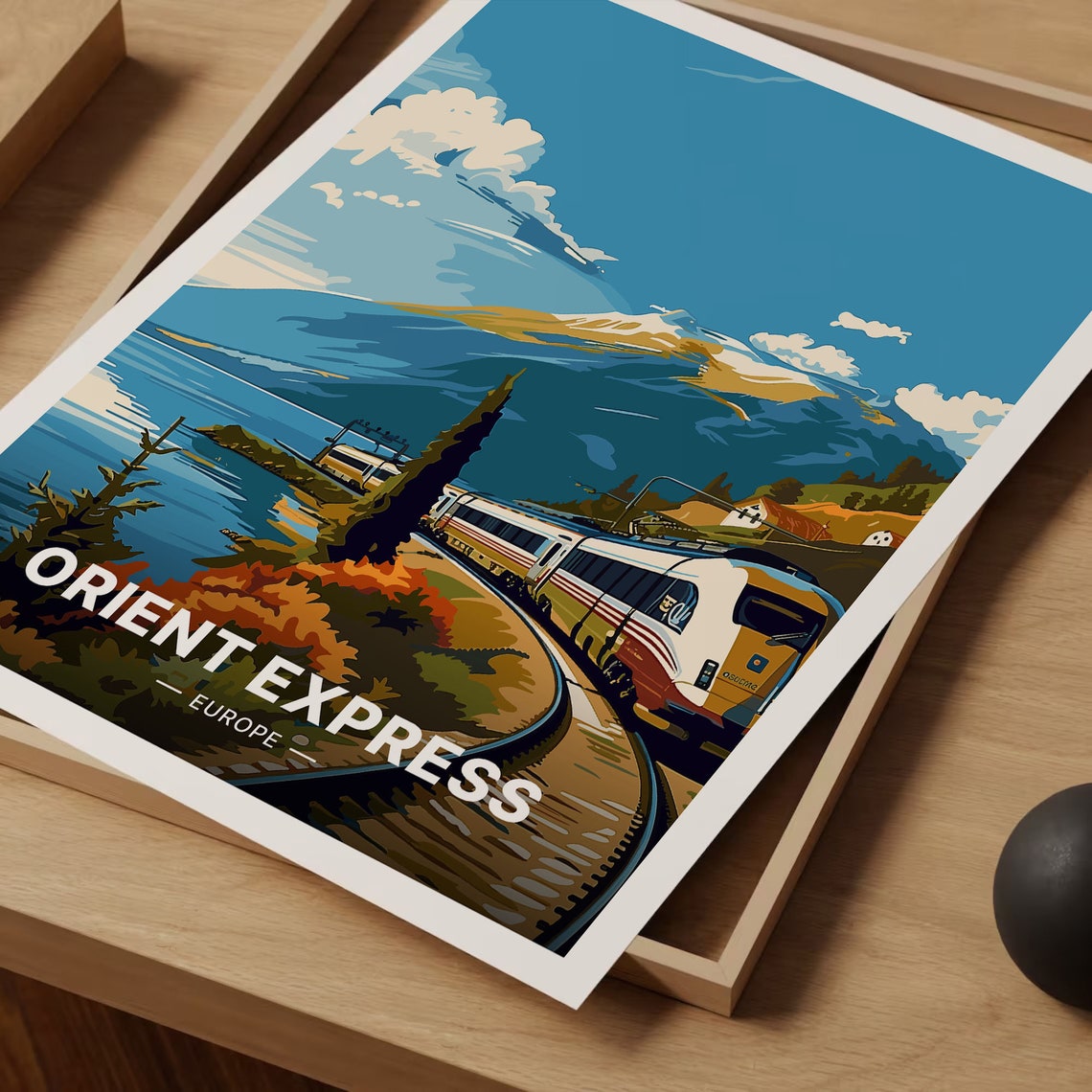 Orient Express Europe Luxury Train Lakeside Mountain Art Poster - Image 3