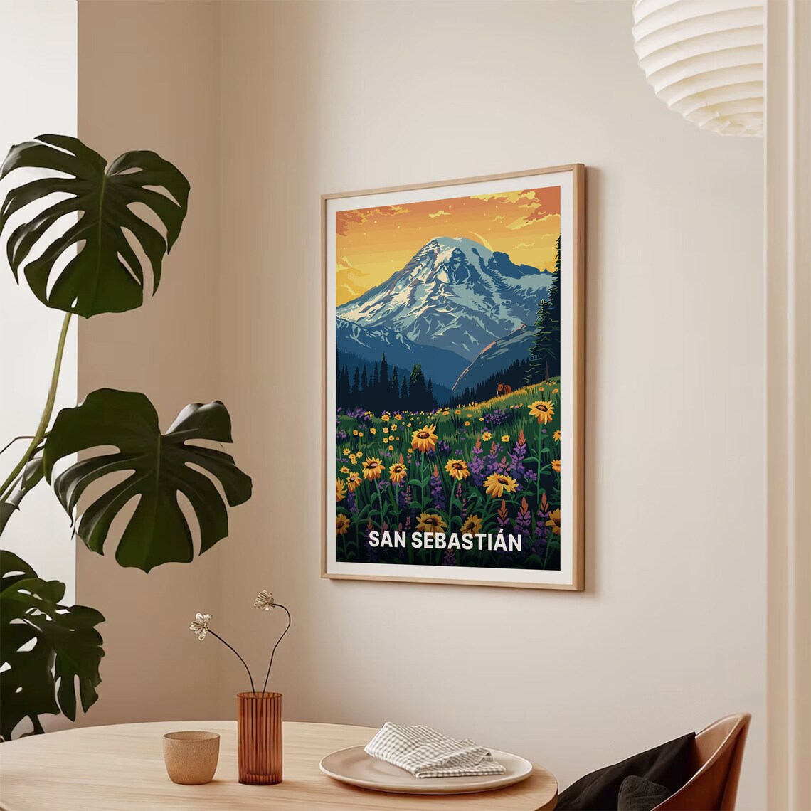 San Sebastian Mountain Meadow Wildflower Landscape Travel Poster - Image 2