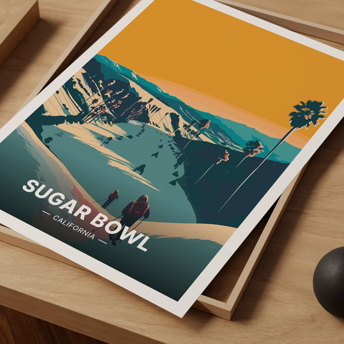Sugar Bowl California Ski Slope Sunset Vintage Travel Poster - Image 3