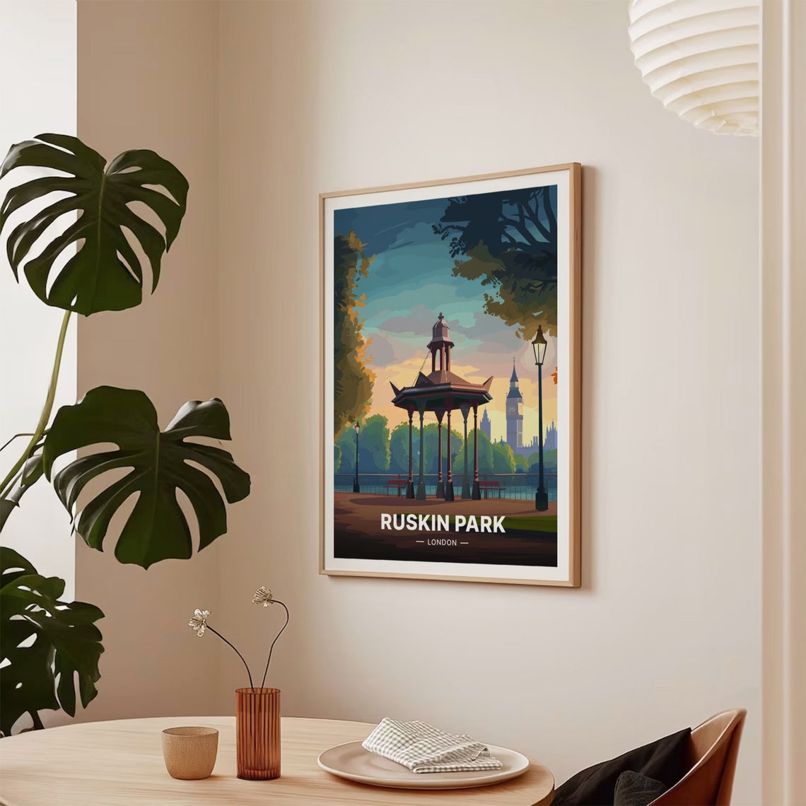 Ruskin Park London Victorian Bandstand Dusky Sunset Travel Poster - Image 2