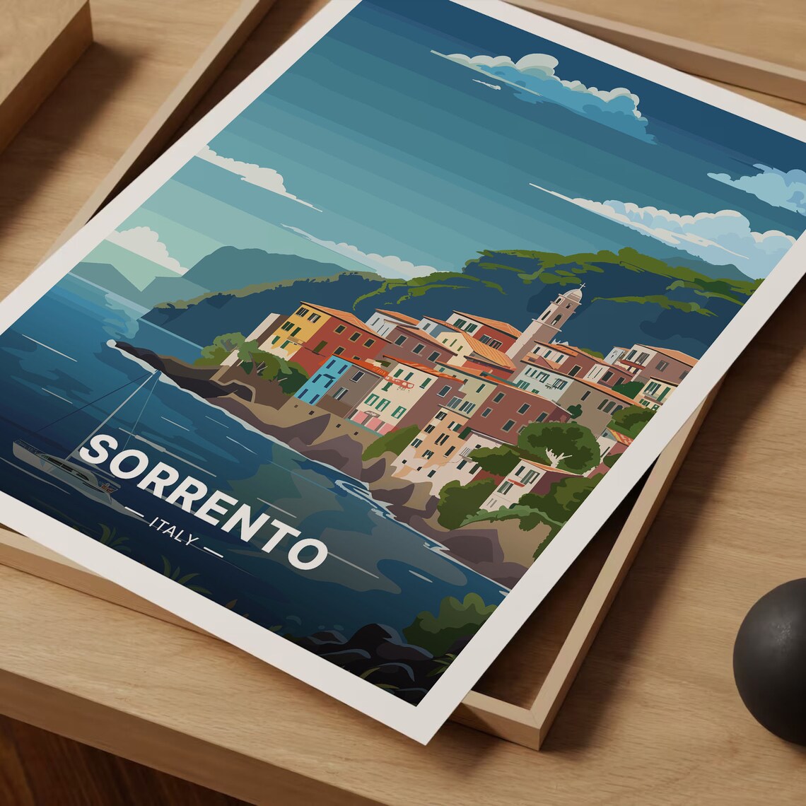 Sorrento Italy Cliffside Coastal Town Mediterranean Sunset Travel Poster - Image 3