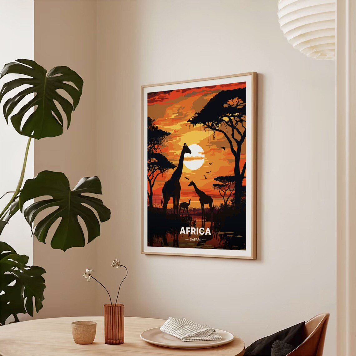 Africa Safari Giraffe Sunset Silhouette Acacia Trees Travel Poster - Image 2