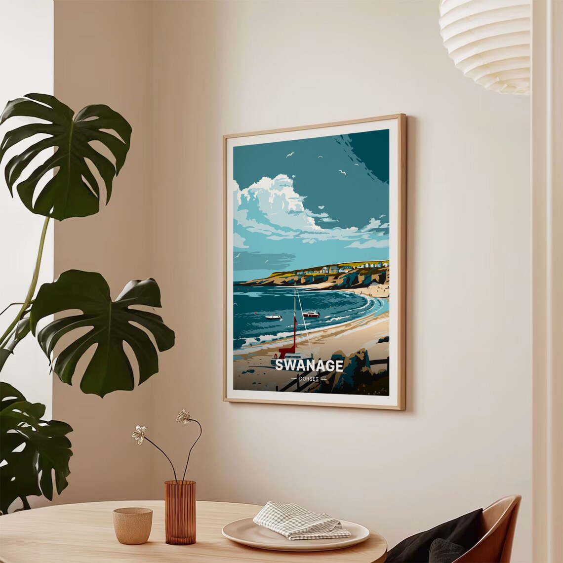 Swanage Dorset Sandy Bay Sailing Boats Coastal Travel Poster - Image 2