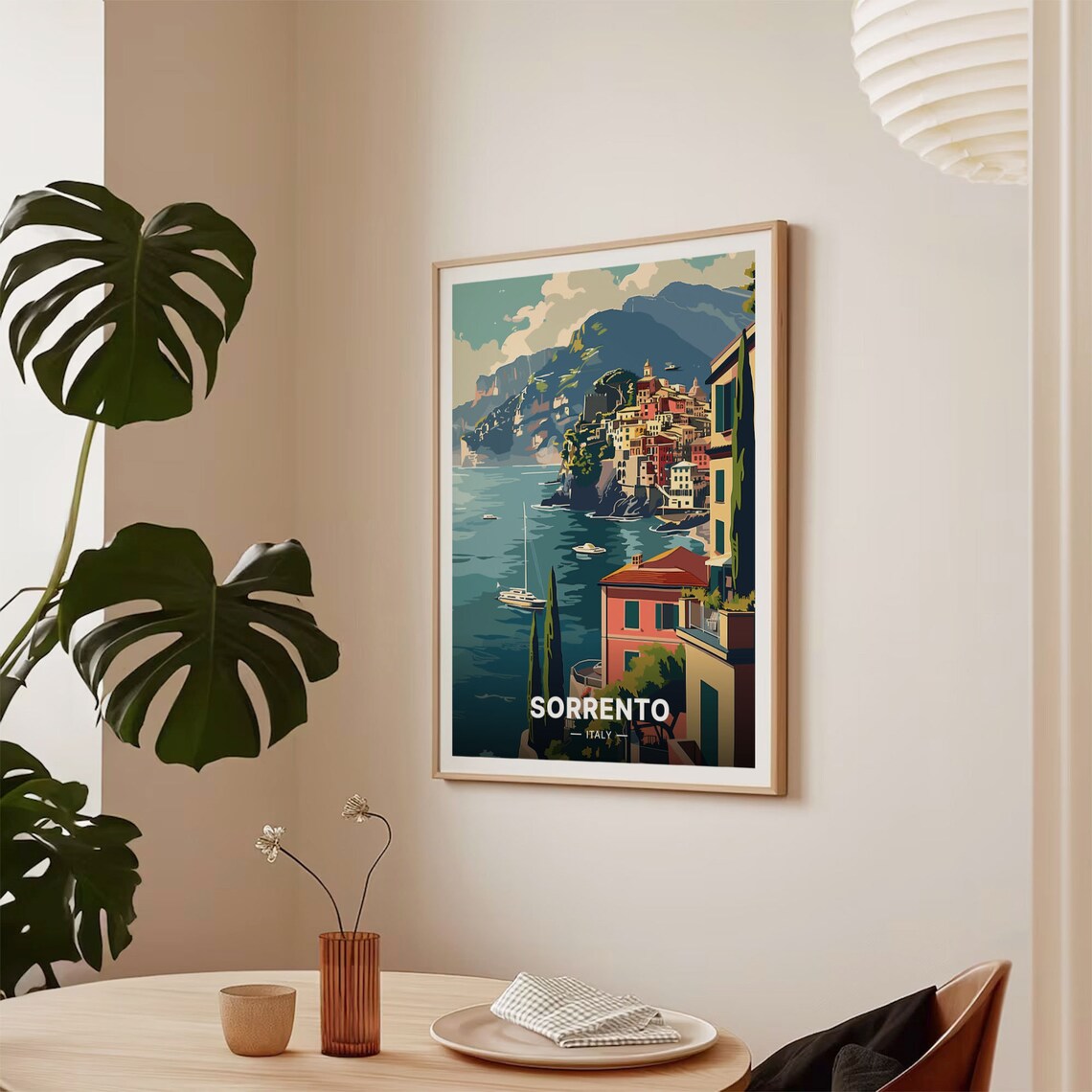 Sorrento Italy Travel Poster Amalfi Coast Cliffside Town Retro Art - Image 2