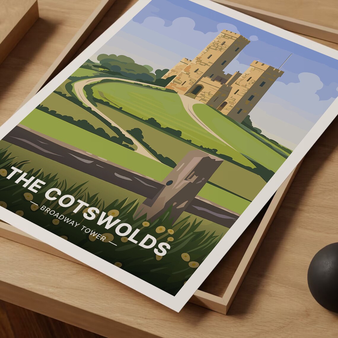 Cotswolds Broadway Tower Stone Folly Rolling Hillside Art Poster - Image 3