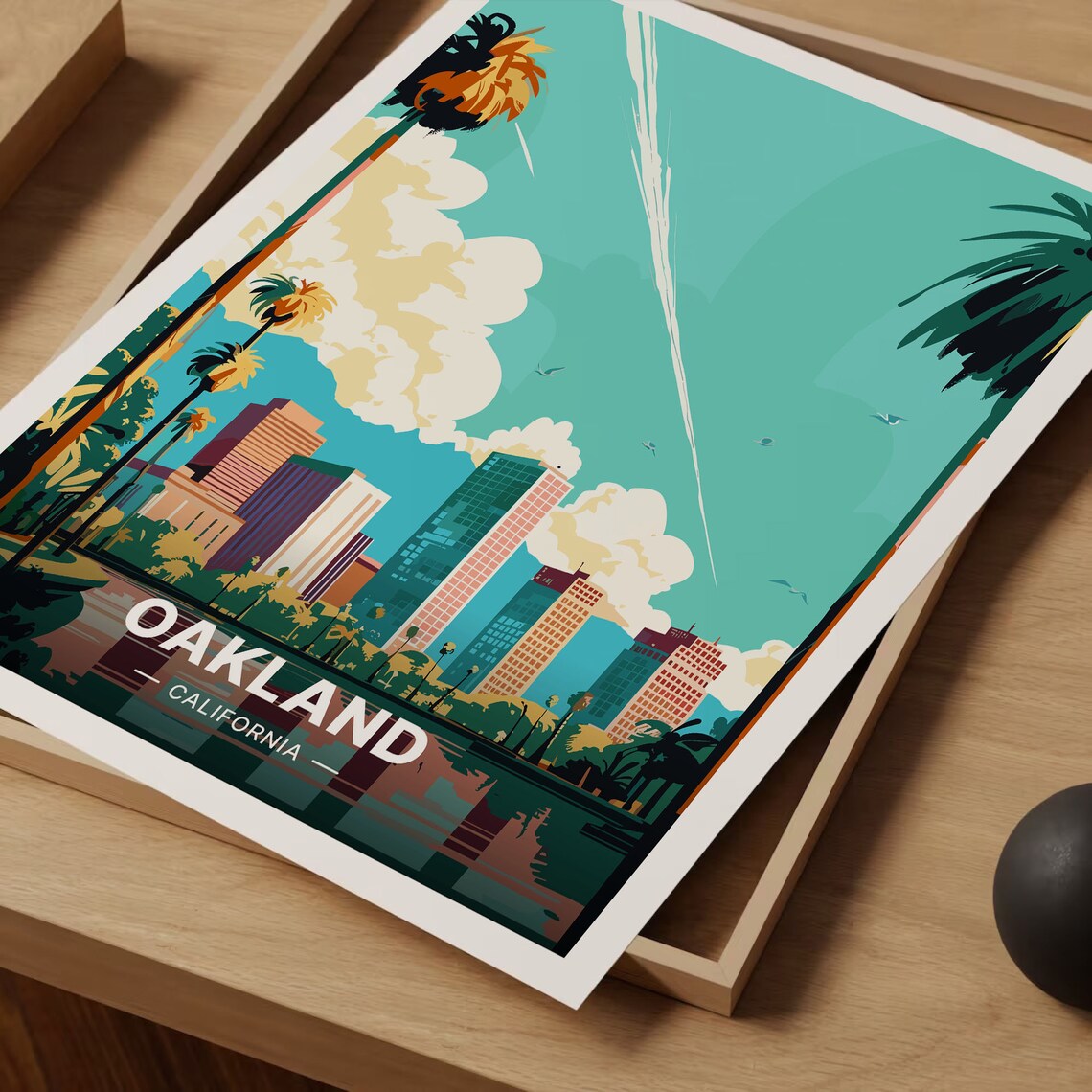 Oakland Travel Poster, California Cityscape Art Print - Image 3