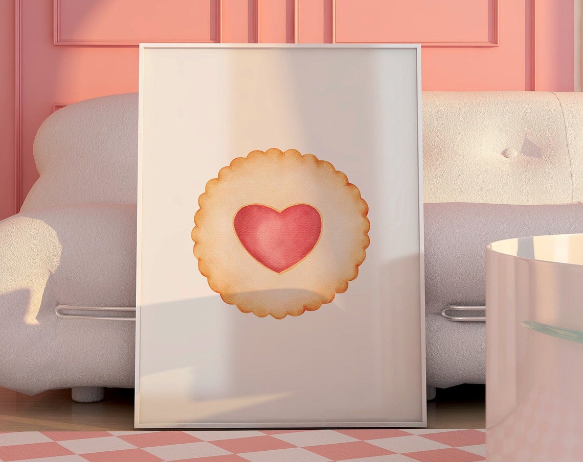 Heart Jam Cookie Watercolor Valentine's Day Cookie Art Print - Image 4