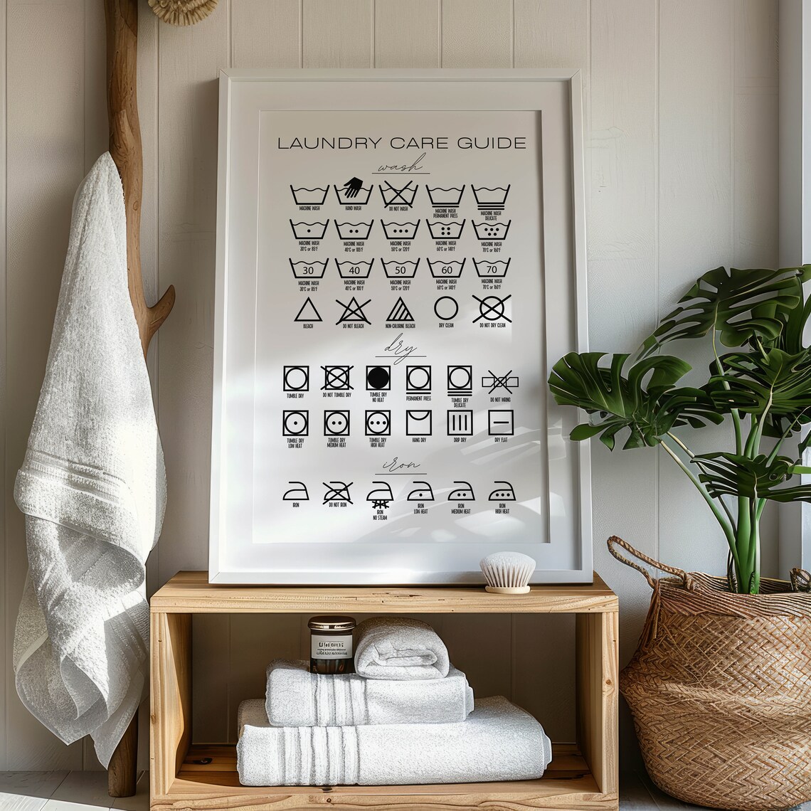 Laundry Care Symbols Art Print, Laundry Room Decor - Image 2