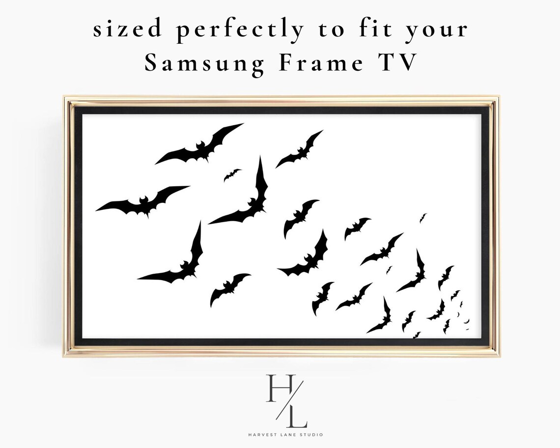 Flying Bat Silhouettes Swarm Minimalist Halloween Art Poster - Image 4