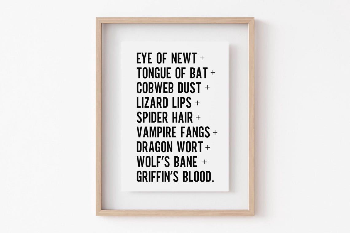 Witch Potion Ingredients Eye of Newt Spell List Halloween Art Poster - Image 6
