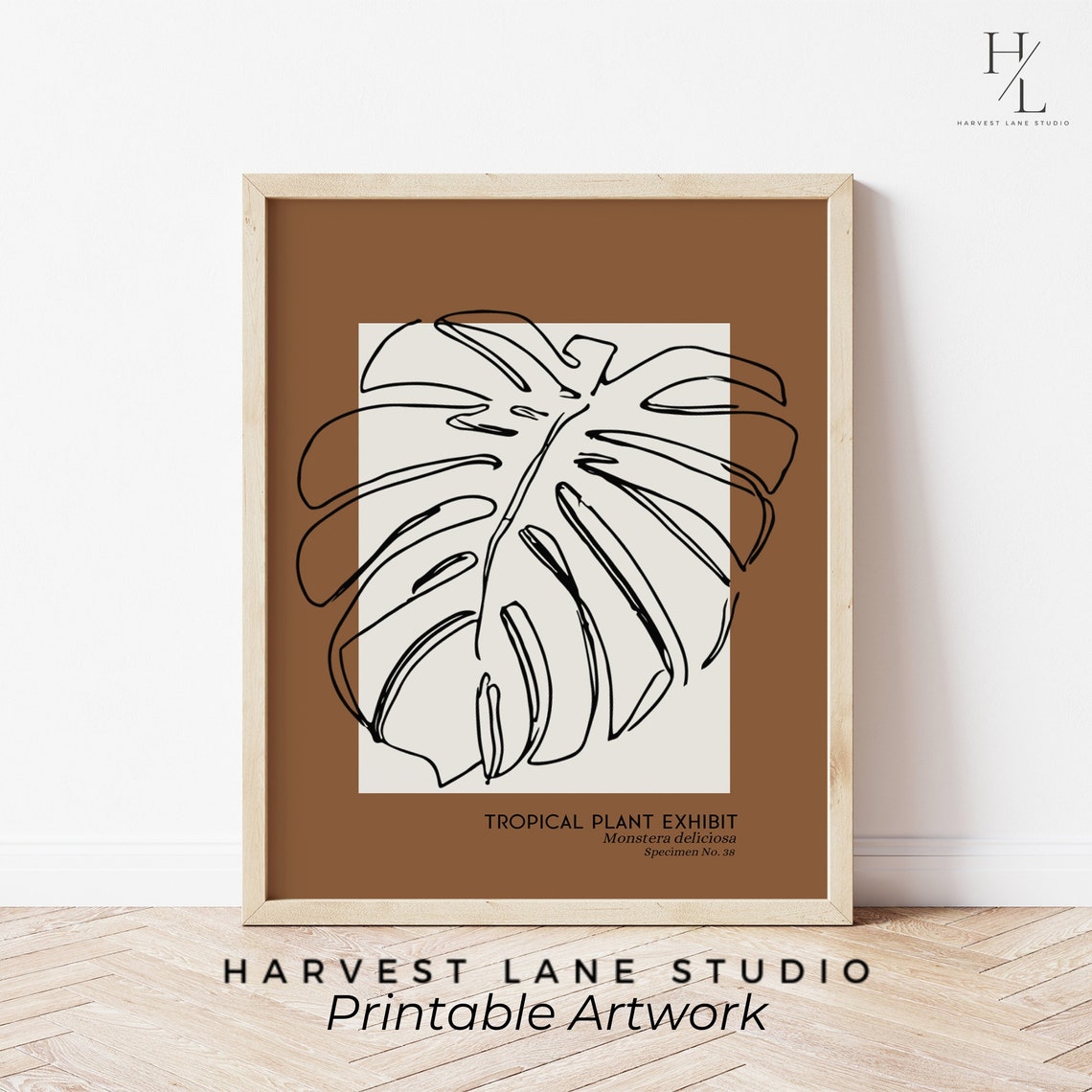 Tropical Plant Exhibit Monstera Leaf Line Art Botanical Poster - Image 5