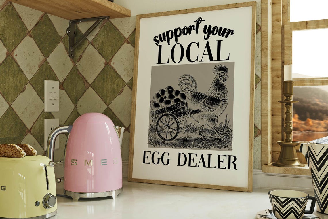 Support Your Local Egg Dealer Vintage Rooster Egg Cart Poster - Image 6