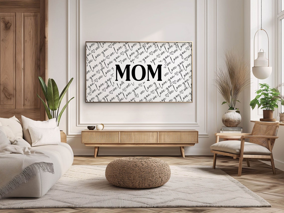 Mom We Love You Script Pattern Mother Day Black White Poster - Image 4