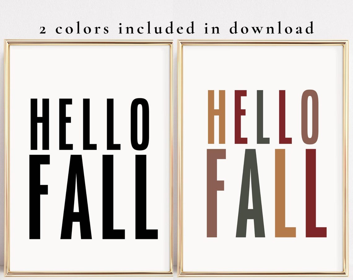 Hello Fall Bold Multicolor Block Letter Autumn Typography Poster - Image 6