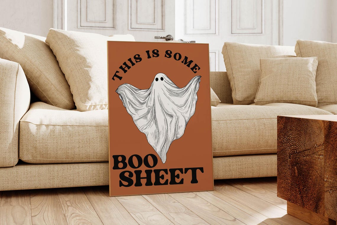 This Is Some Boo Sheet Funny Retro Dancing Ghost Halloween Poster - Image 5